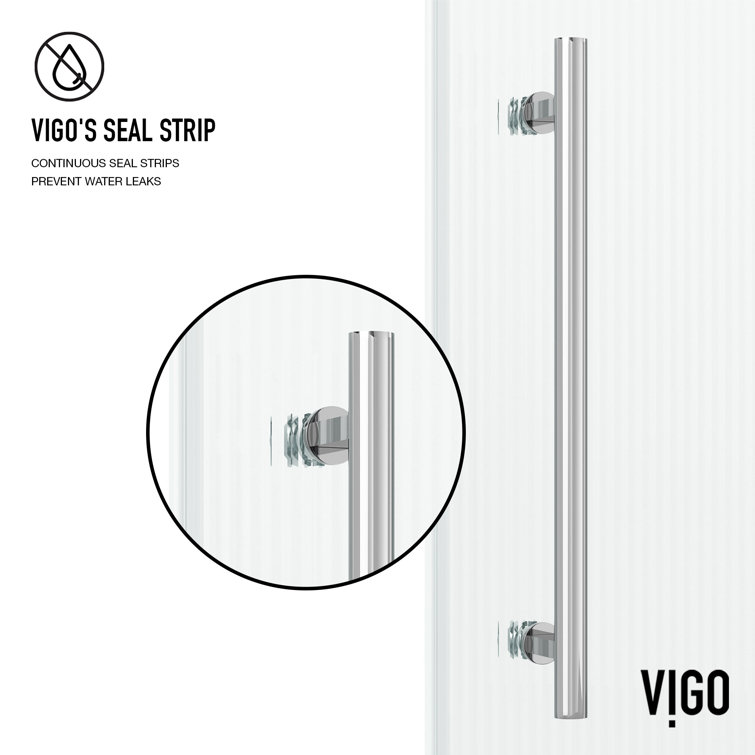 Elan 60'' Stainless Steel Frameless Sliding Shower Door with Fluted Glass