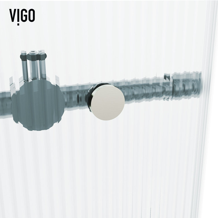 Elan 60'' Stainless Steel Frameless Sliding Shower Door with Fluted Glass