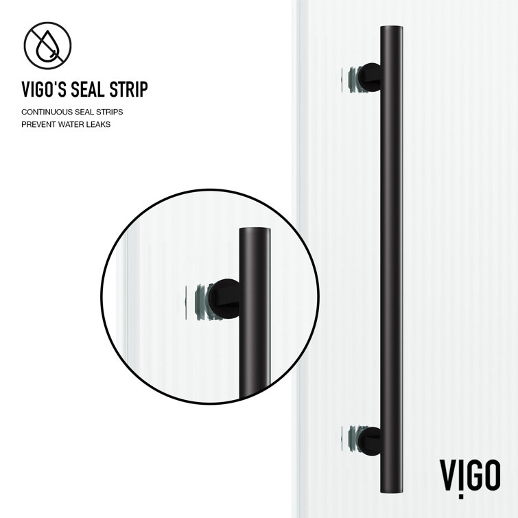 Elan Matte Black Frameless Sliding Shower Door with Fluted Glass