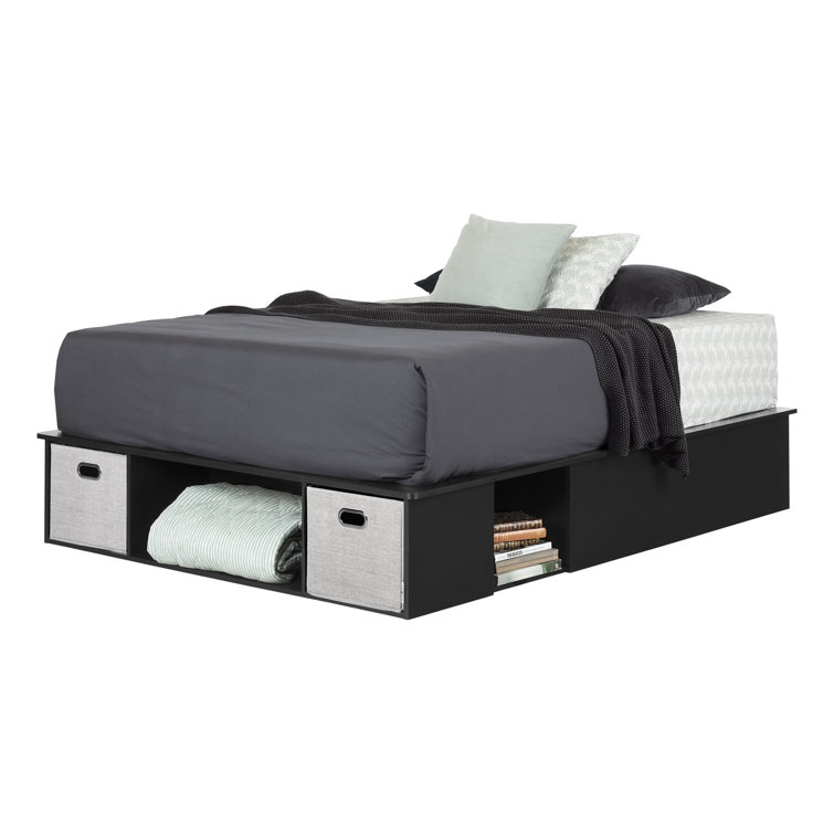 Full Black Upholstered Captain's Storage Bed with Drawers