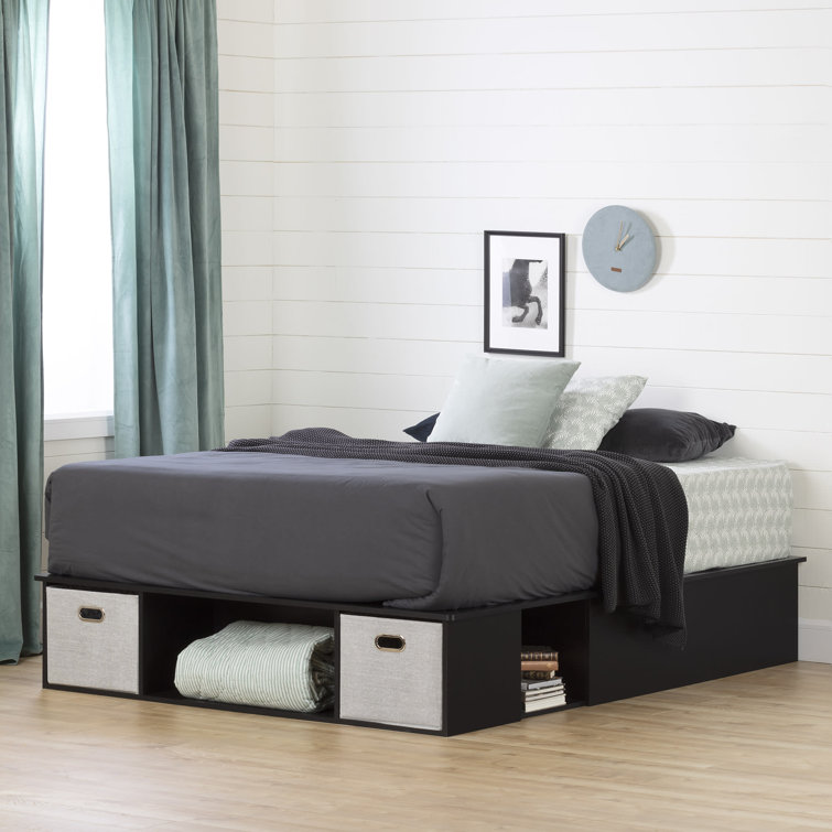 Black Queen Upholstered Storage Bed with Drawers