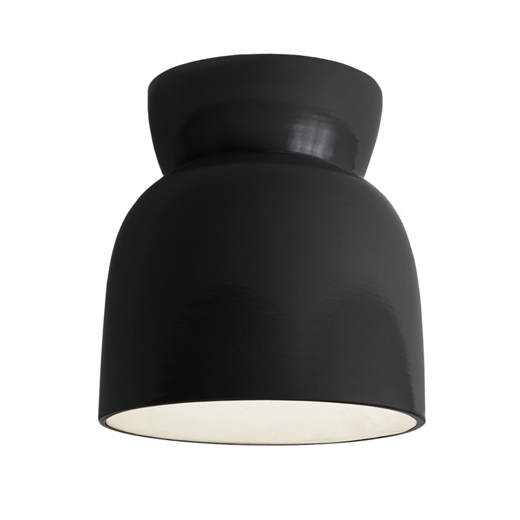 Gloss Black Ceramic Bell LED Outdoor Flush Mount