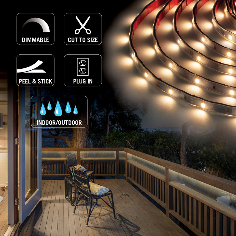 24 ft Warm White Waterproof LED Strip Light Kit with Remote