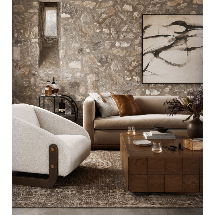 Surrey Taupe Velvet Stationary Sofa with Parawood Base