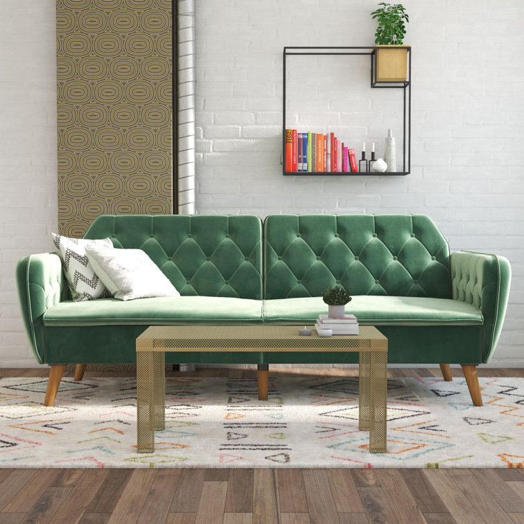 Tallulah Light Green Velvet Memory Foam Sleeper Sofa