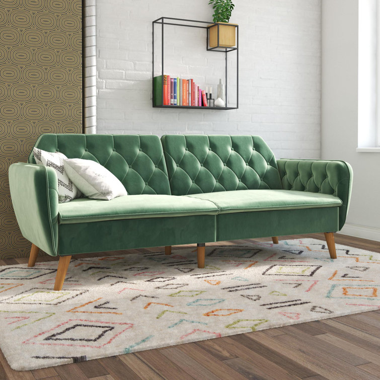 Tallulah Light Green Velvet Memory Foam Sleeper Sofa