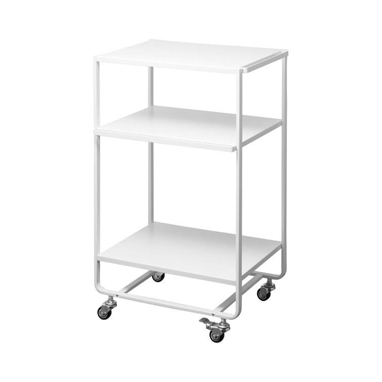 Sleek White 3-Tier Rolling Kitchen Cart with Storage Hooks