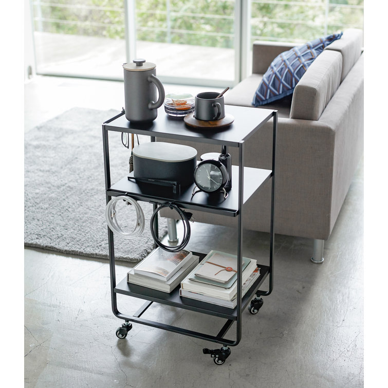 Elegant Black Steel 3-Tier Kitchen Cart with Lockable Wheels