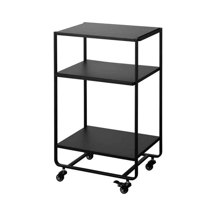 Elegant Black Steel 3-Tier Kitchen Cart with Lockable Wheels