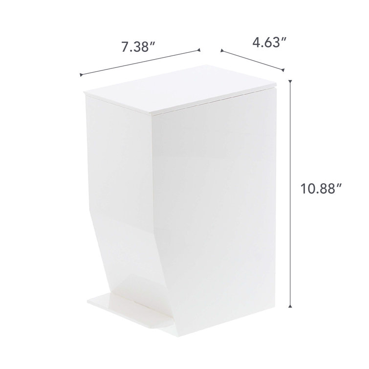 White Plastic Pedal Step Trash Can with Handle
