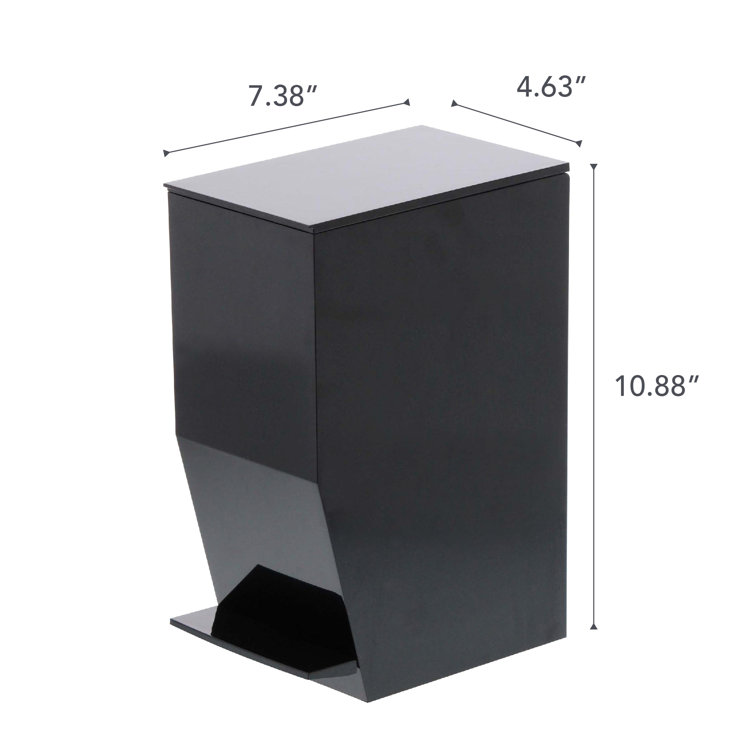 Compact Black Plastic Pedal Trash Can