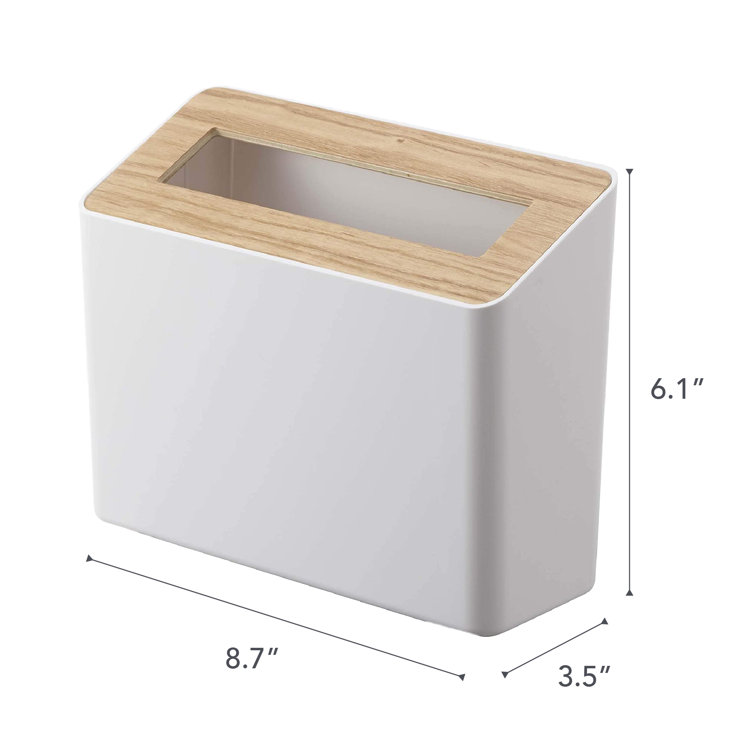 Ash & White Compact Tabletop Waste Bin with Removable Lid, 0.45 Gallons