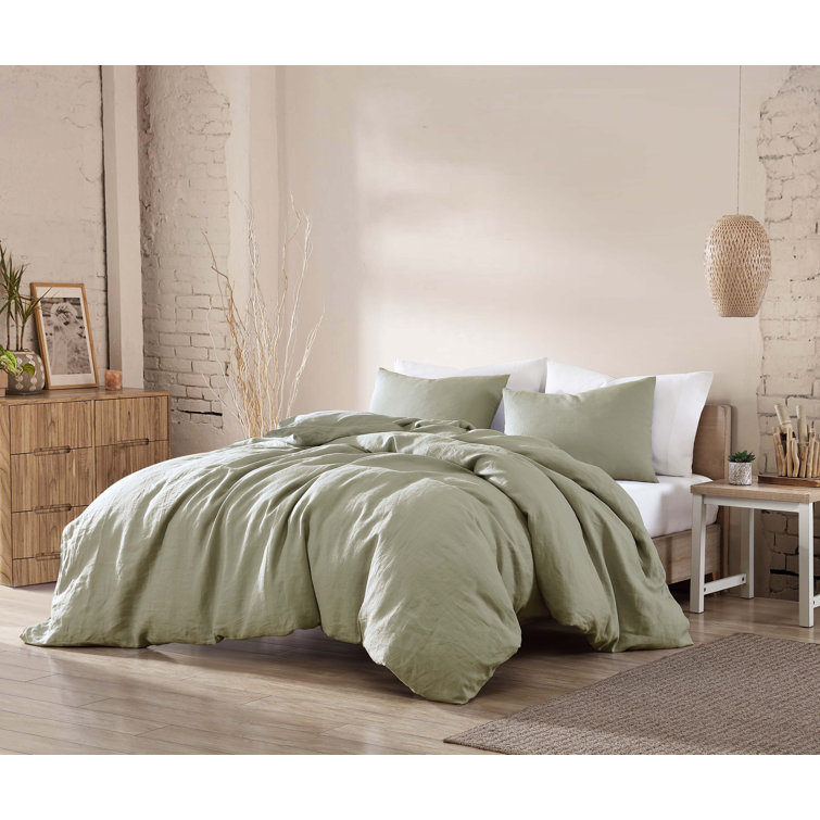 Sage Queen Linen Cotton Comforter Set with Shams