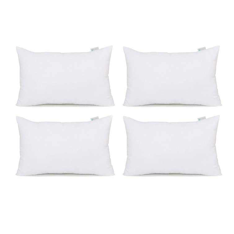 White Microfiber Lumbar Support Pillow Inserts 12x20 Set of 4