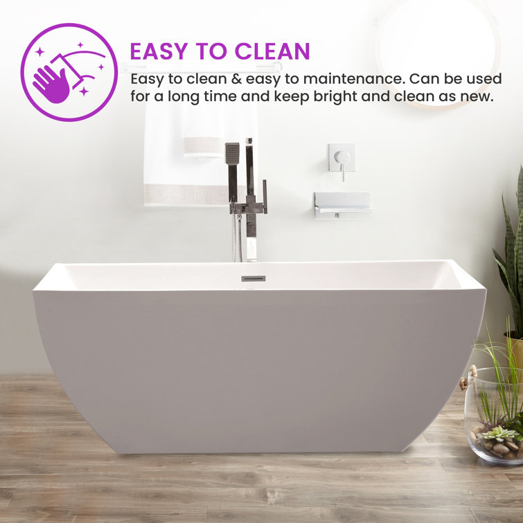 White Acrylic Freestanding Soaking Bathtub 59"