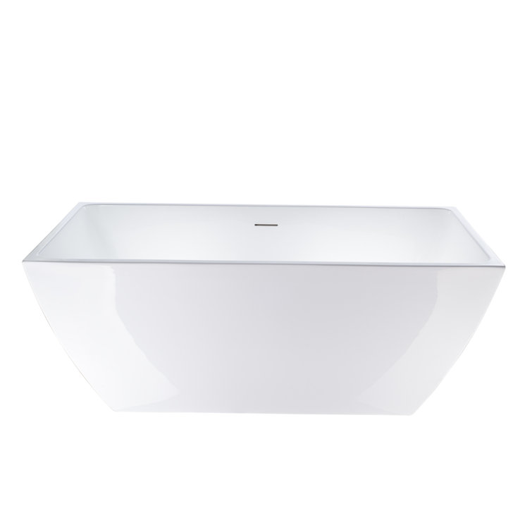 White Acrylic 59" Freestanding Soaking Bathtub
