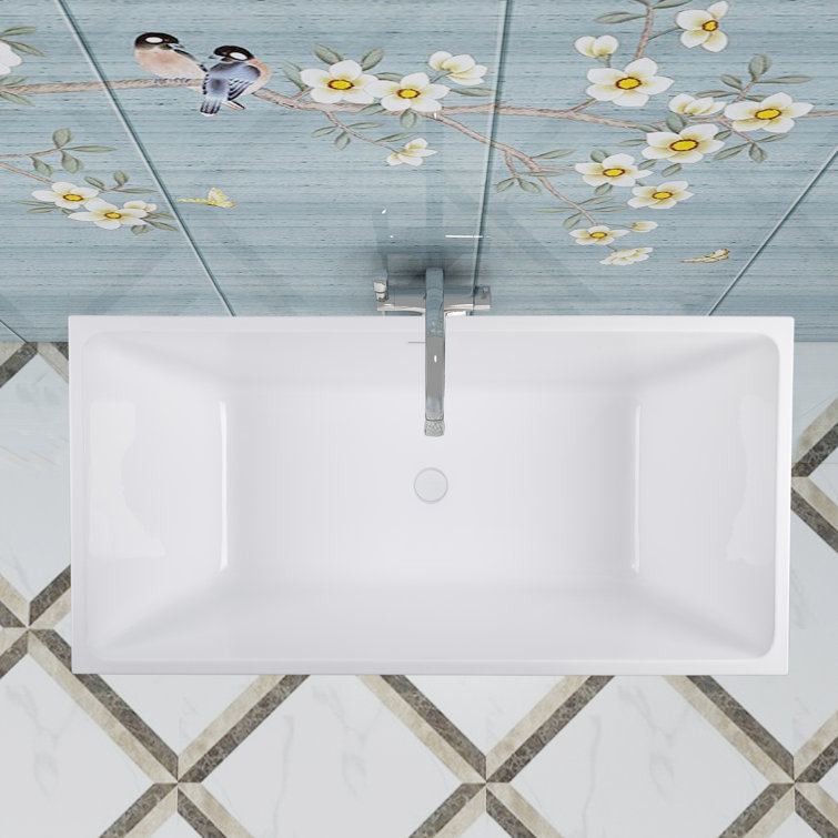 Pure White 59" Acrylic Freestanding Soaking Bathtub