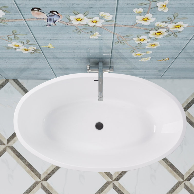68.5" White Acrylic Freestanding Soaking Bathtub