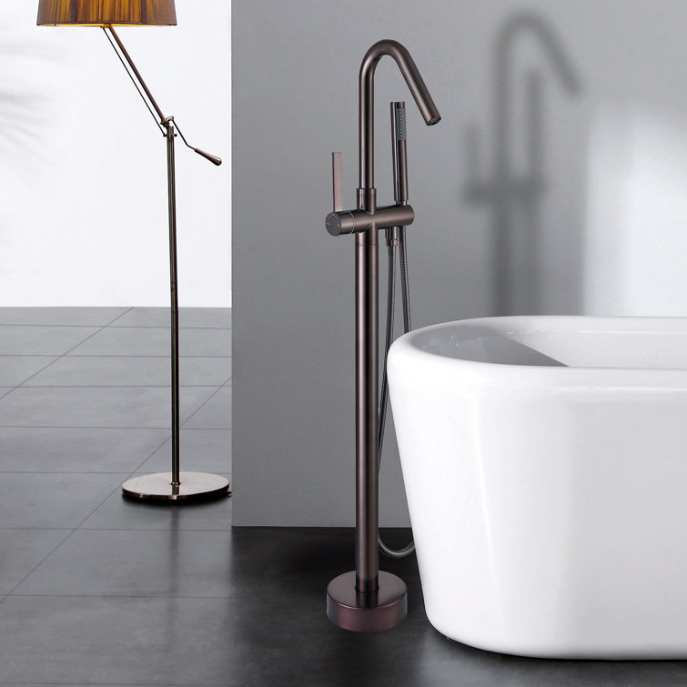 Oil Rubbed Bronze Freestanding Tub Filler with Handshower