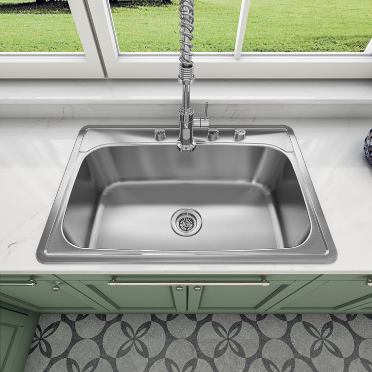Sinber 33'' x 22'' Stainless Steel Single Bowl Drop-In Kitchen Sink