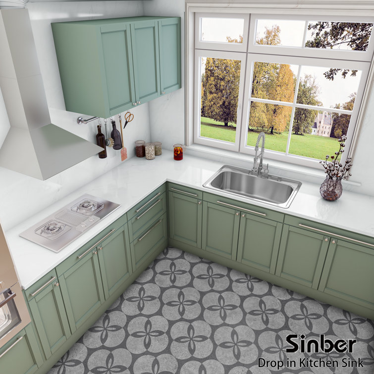 Sinber 33'' x 22'' Stainless Steel Single Bowl Drop-In Kitchen Sink