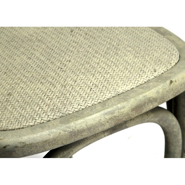 Distressed White Cross Back Cane Side Chair