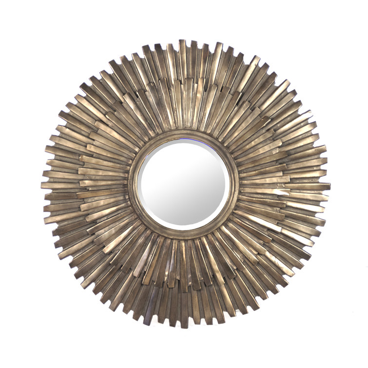 Elegant Sunburst Round Wall Mirror in Antique Gold, 39.5"