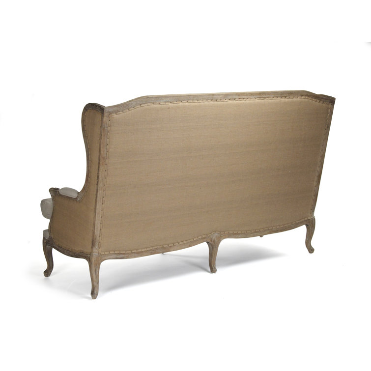 Leon 78'' White Linen and Jute Upholstered Sofa