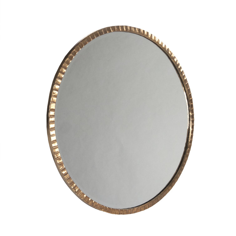 Ania Round Antique Bronze and Gold Wood Wall Mirror, 40"