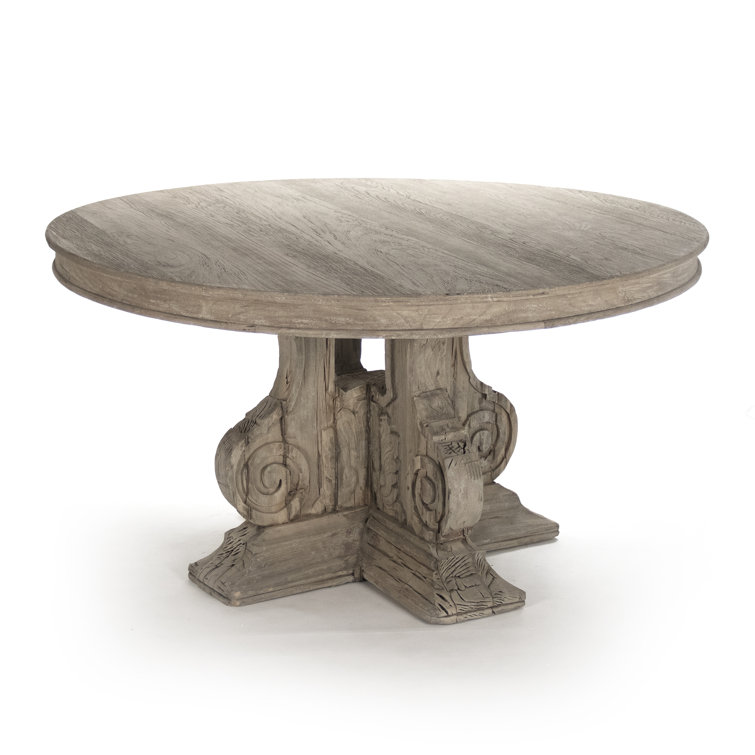Weathered Gray Round Wood French Country Dining Table