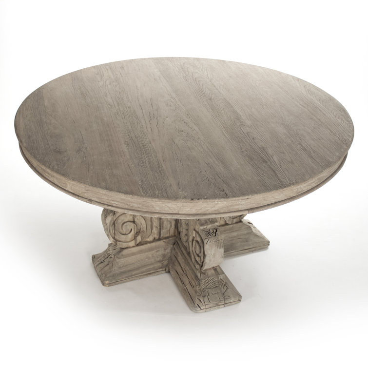 Weathered Gray Round Wood French Country Dining Table