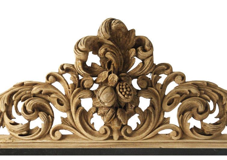Estelle Rectangular Natural Wood Wall Mirror with Gold Accents