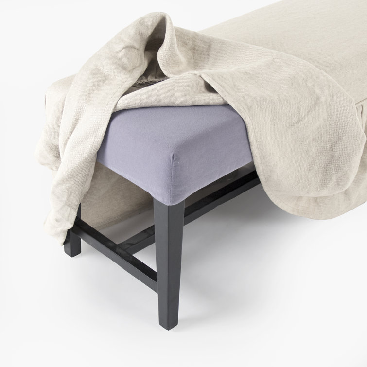 Elena Classic Linen-Cotton Skirted Accent Bench in Natural