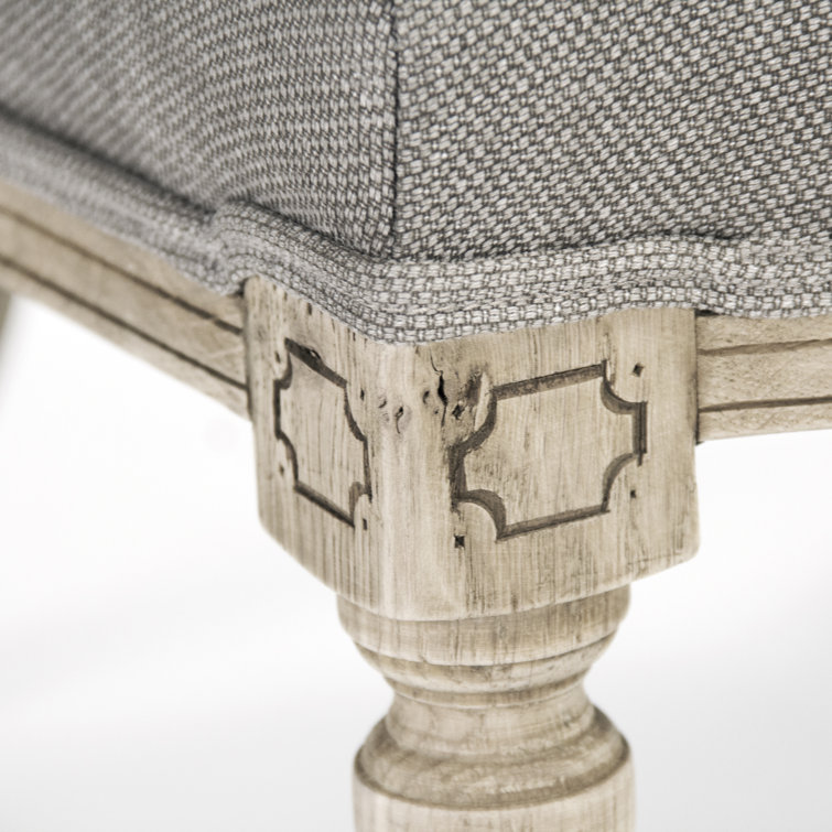 Elegant Grey Cotton Slipper Chair with Natural Oak Finish