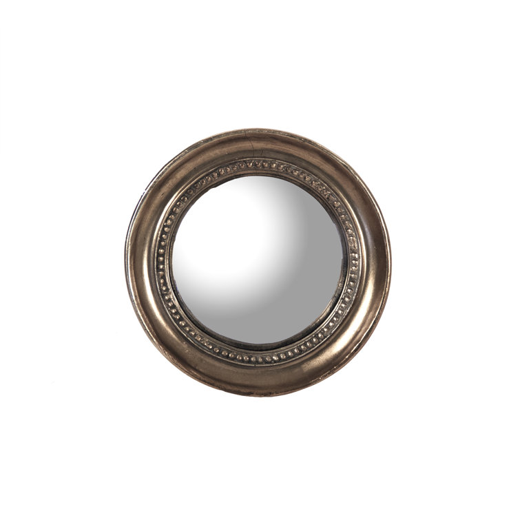 Lenka 7.25'' Round Convex Wall Mirror in Distressed Gold
