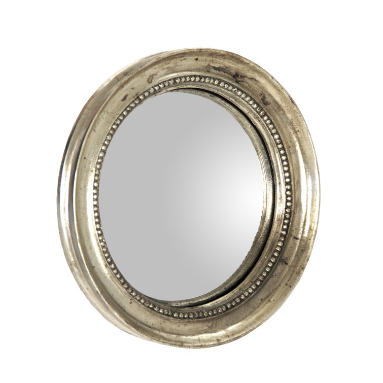 Angelika Distressed Silver Convex Wall Mirror 10.25"