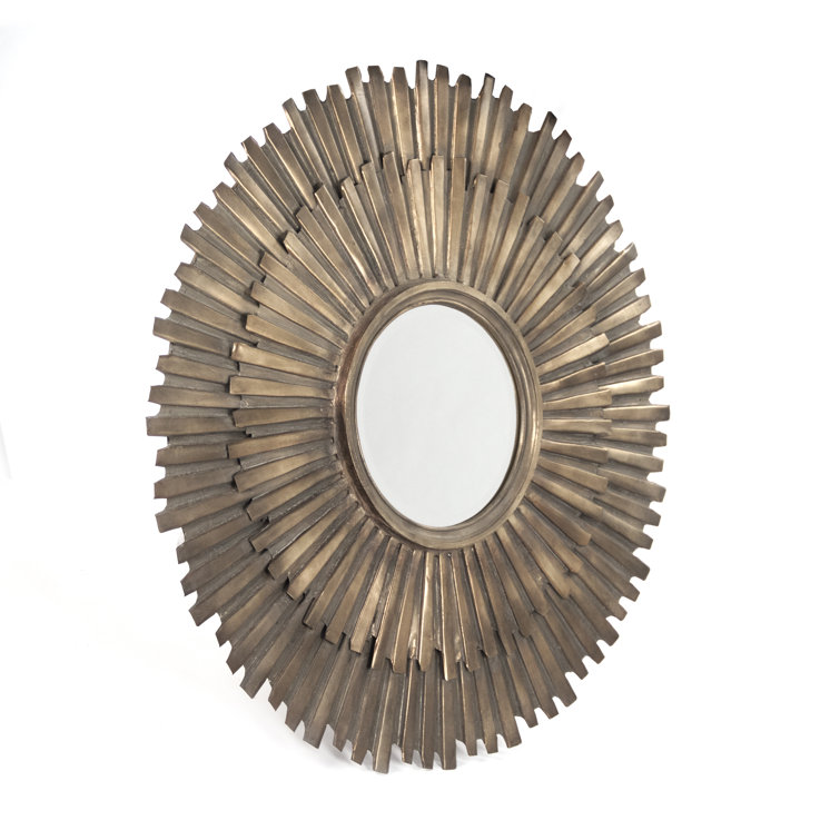 Elegant Sunburst Round Wall Mirror in Antique Gold, 39.5"