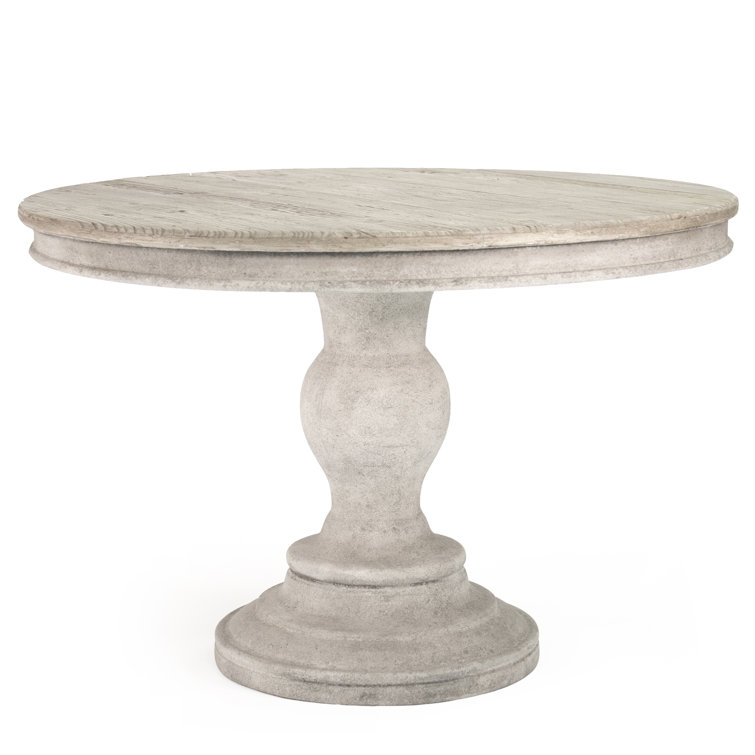 Light Brown Solid Wood Round Pedestal Table with Storage