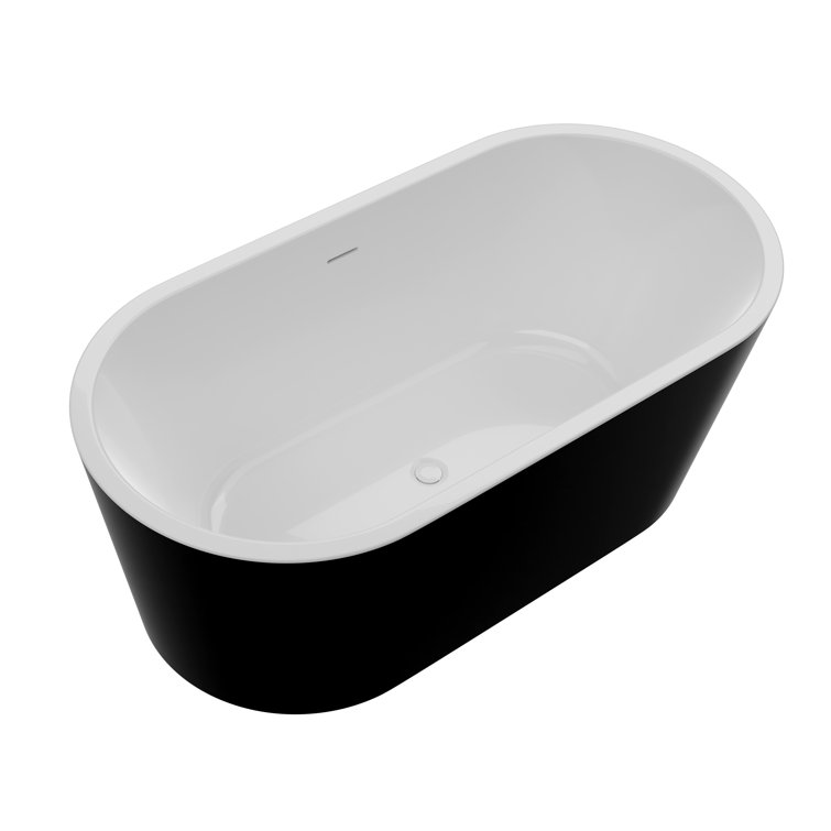 Black and White 55 Inch Acrylic Freestanding Bathtub