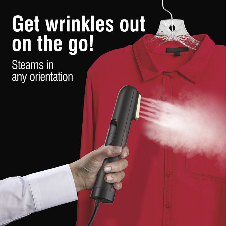 Compact Black and Gold Handheld Garment Steamer