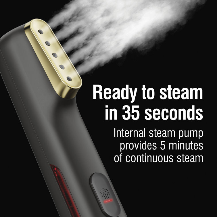 Compact Black and Gold Handheld Garment Steamer