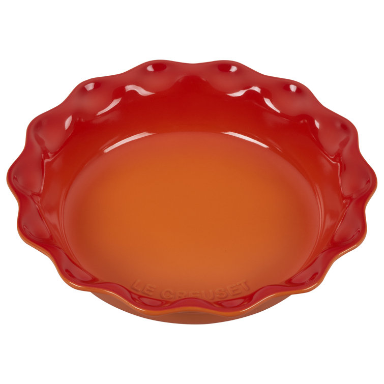 Flame Red Stoneware 9" Scalloped Pie Dish