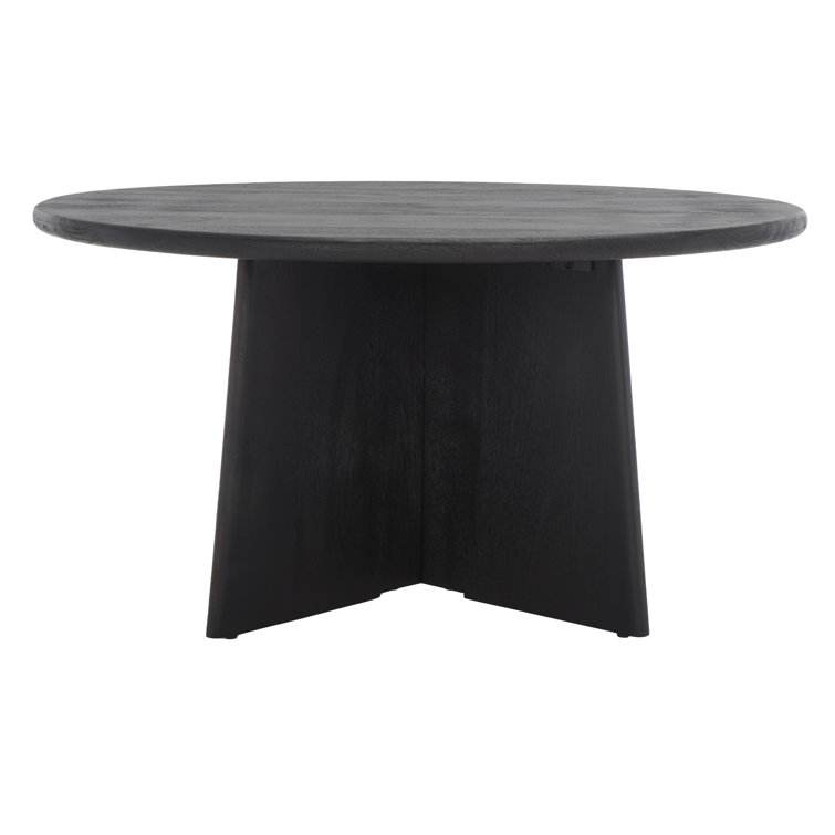 Madilynn 35" Black Mango Wood Round Coffee Table