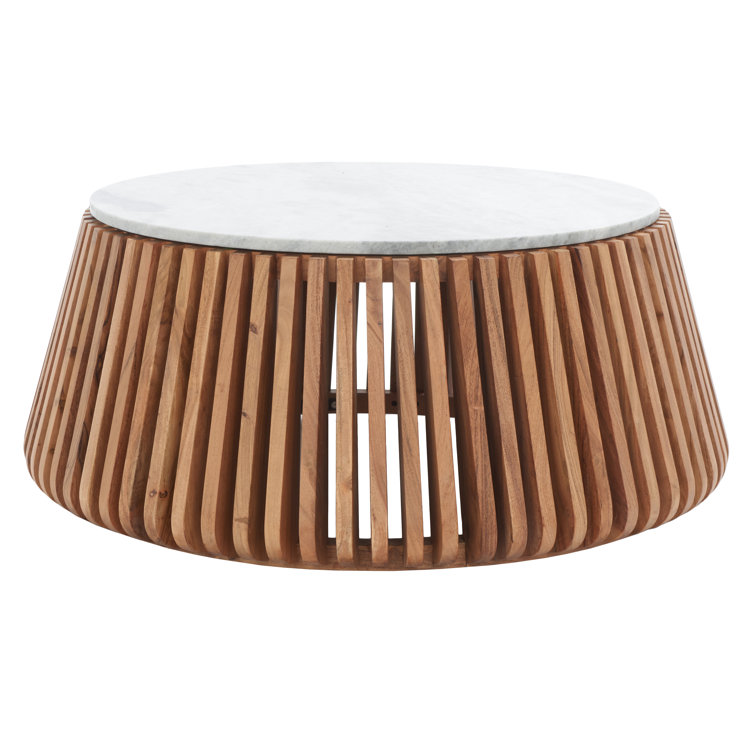 Beckton 41'' Natural Light Grey Genuine Marble Coffee Table