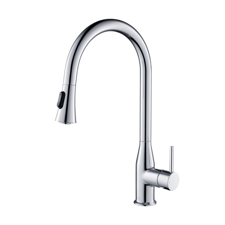 Chrome Single Handle Pull-Out Spray Kitchen Faucet with Soap Dispenser