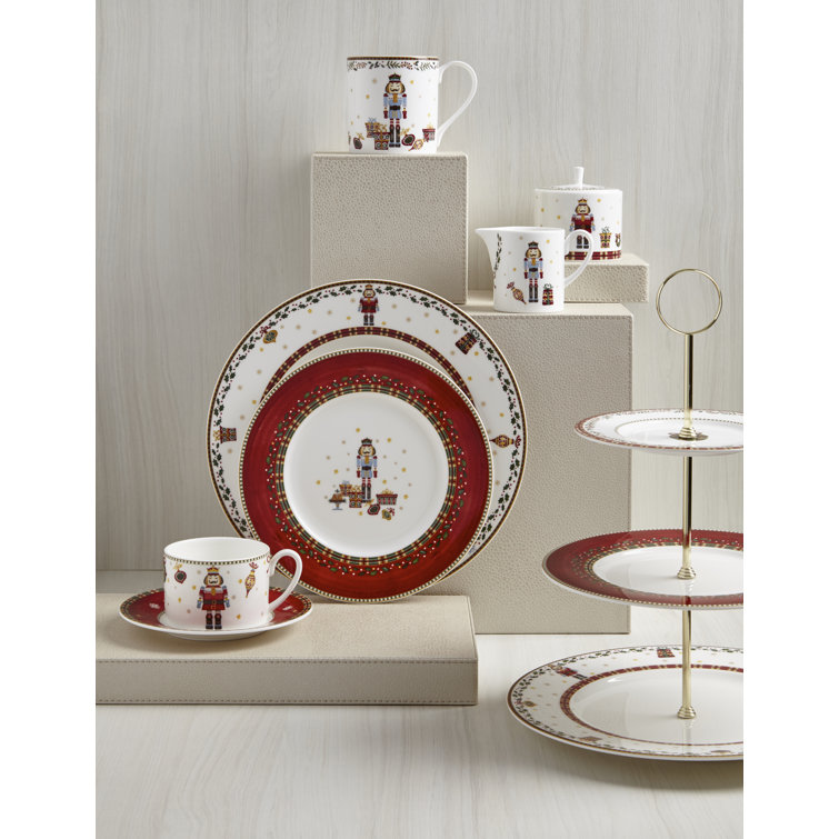 Festive Nutcracker Fine Bone China Sugar Bowl and Creamer Set