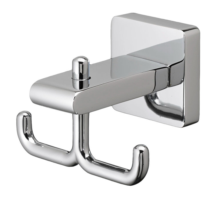 Contemporary Satin Nickel Double Robe Hook with Square Design