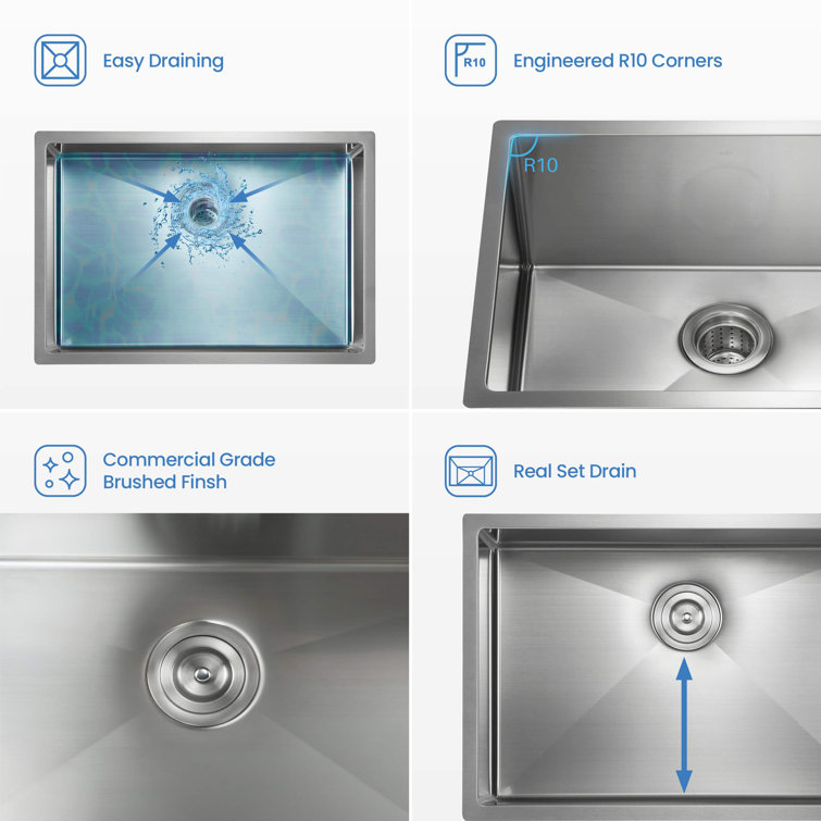 30'' Stainless Steel Undermount Single Bowl Kitchen Sink