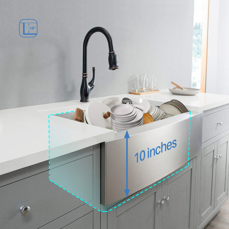 30'' Satin Stainless Steel Farmhouse Single Bowl Kitchen Sink