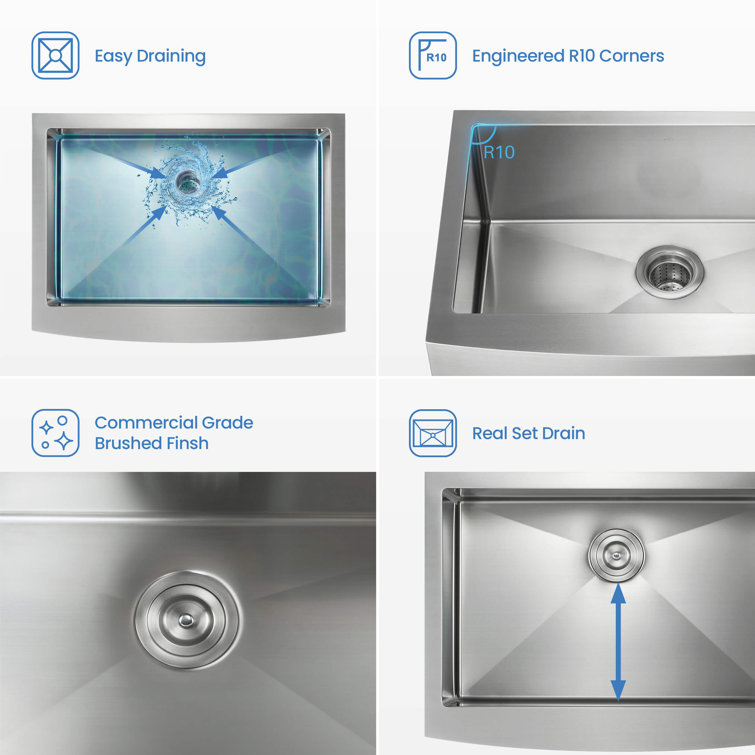 30'' Satin Stainless Steel Farmhouse Single Bowl Kitchen Sink